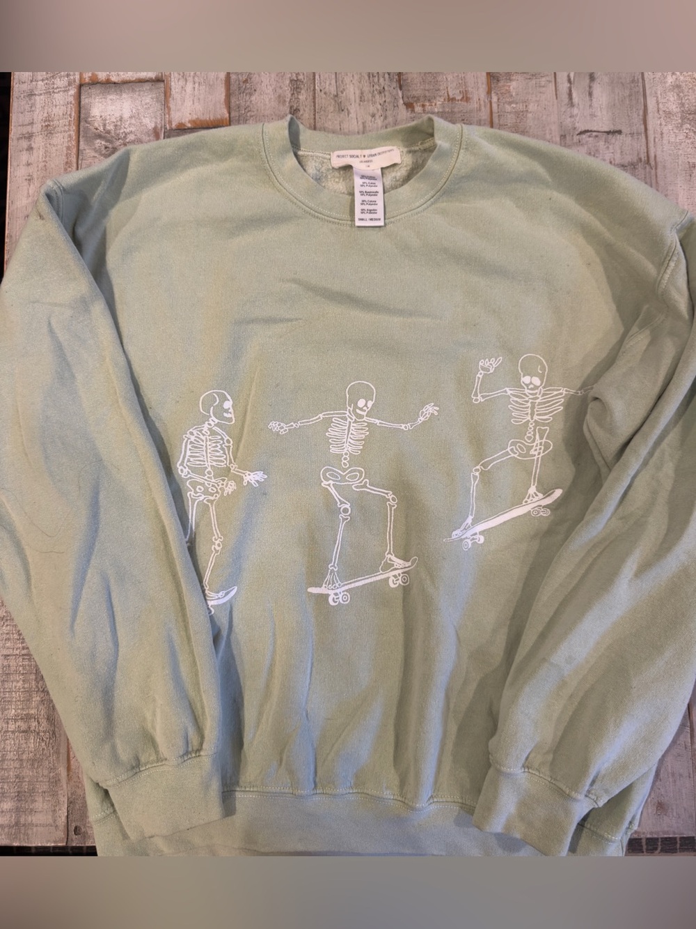 Urban Outfitters Sage Green Skate Skeleton Crewneck Sweatshirt